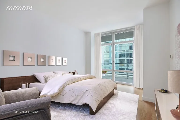 New York City Real Estate | View 555 West 59th Street, 5G | Spacious maser bedroom with 9 1/2 foot ceilings | View 2