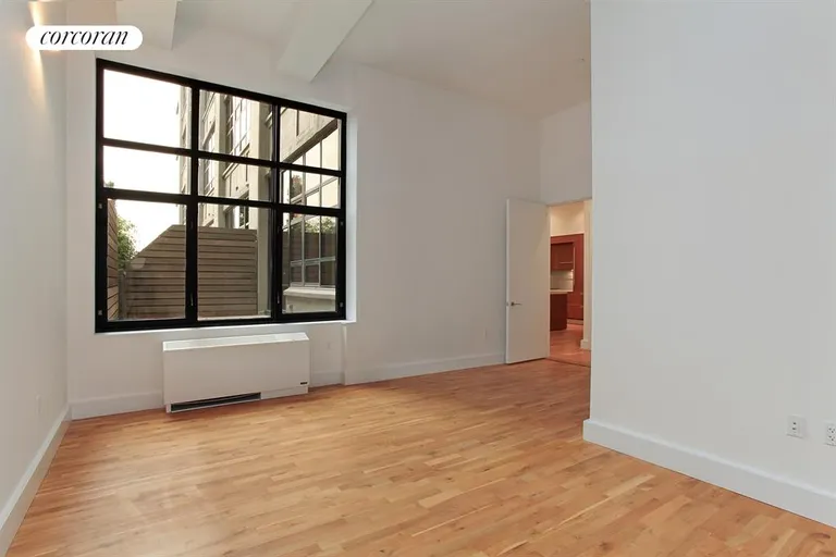 New York City Real Estate | View 360 Furman Street, 341 | Bedroom with views of terrace and southern sky | View 3