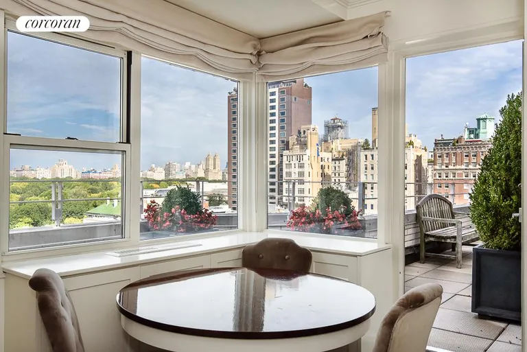 New York City Real Estate | View 40 East 78th Street, 15D | Dining Room with Terrace and Central Park Views | View 3