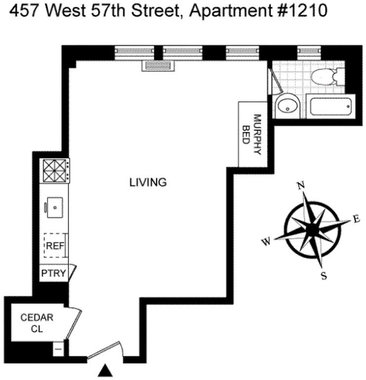 457 West 57th Street, 1210 | floorplan | View 5
