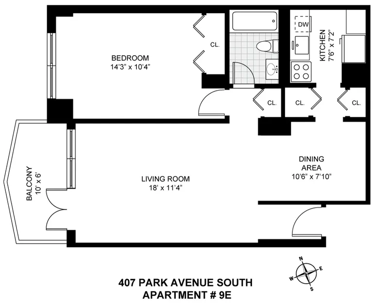 407 Park Avenue South, 9E | floorplan | View 6