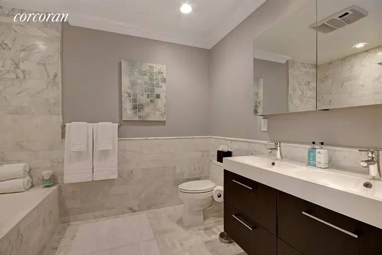 New York City Real Estate | View 216 East 12th Street, 1 | Master Bathroom with dual sinks | View 5
