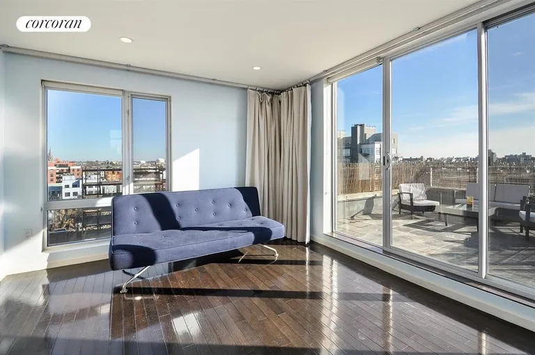 New York City Real Estate | View 524 Manhattan Avenue, 7 | 2nd Bedroom with sliding doors to large terrace | View 7