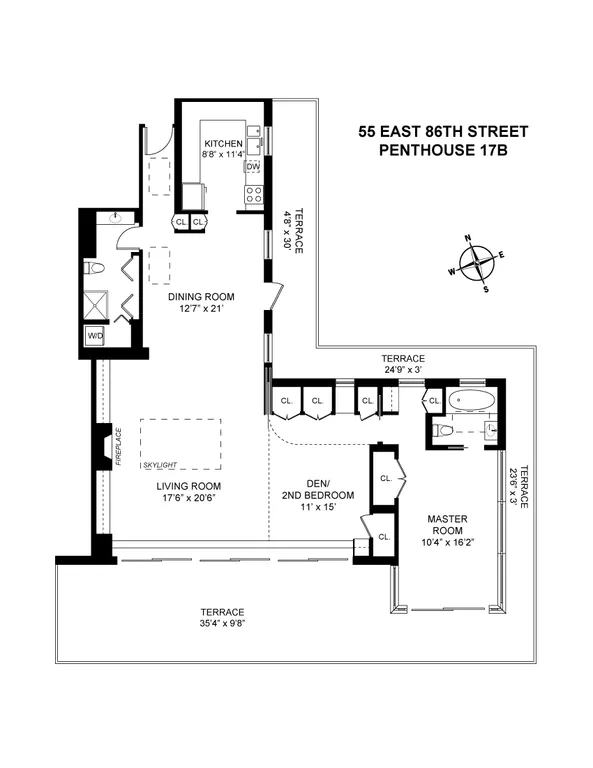 55 East 86th Street, PH17B | floorplan | View 10