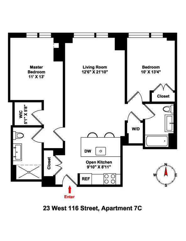 23 West 116th Street, 7C | floorplan | View 4