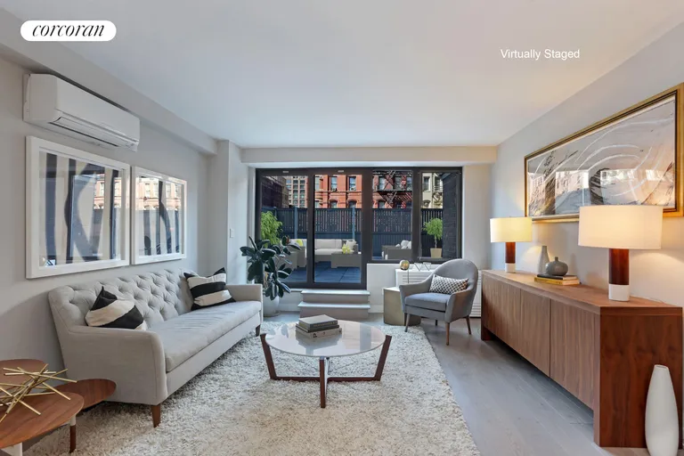 New York City Real Estate | View 175 West 95th Street, 2C | Living Room opens to private terrace | View 2