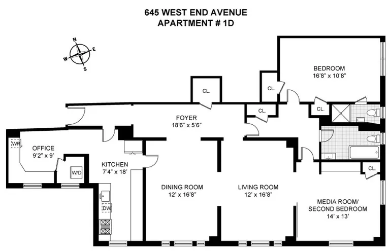 645 West End Avenue, 1D | floorplan | View 10