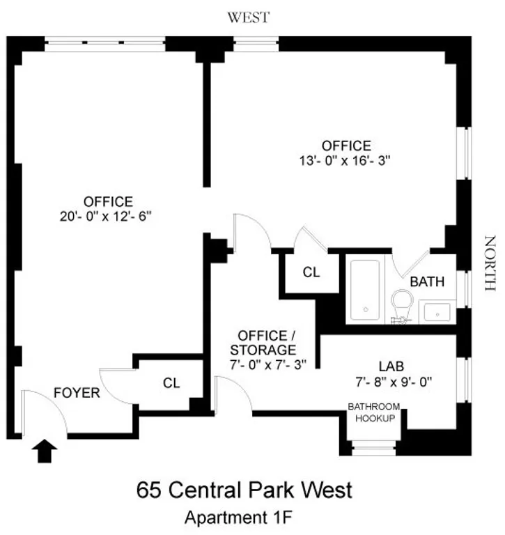 65 Central Park West, 1F | floorplan | View 6