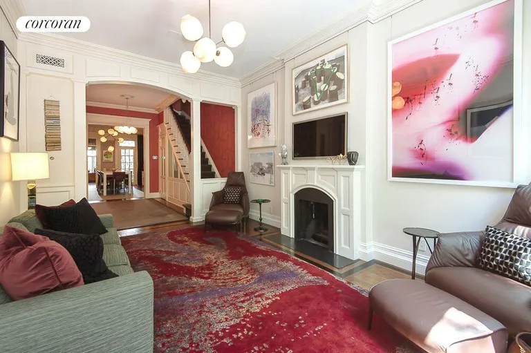New York City Real Estate | View 137 West 87th Street | Living Room with Wood Burning Fireplace | View 4