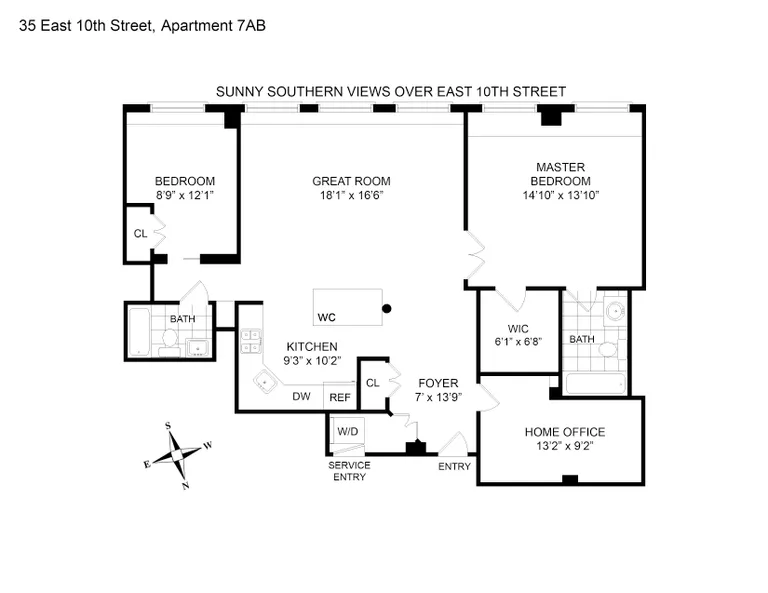 35 East 10th Street, 7AB | floorplan | View 7