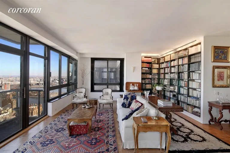 New York City Real Estate | View 100 United Nations Plaza, 42E | 9 Foot Ceilings.  Beautiful built in Bookshelf | View 2