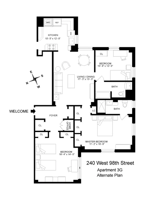 240 West 98th Street, 3G | floorplan | View 9