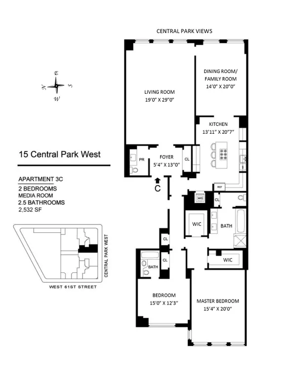 15 Central Park West, 3C | floorplan | View 7
