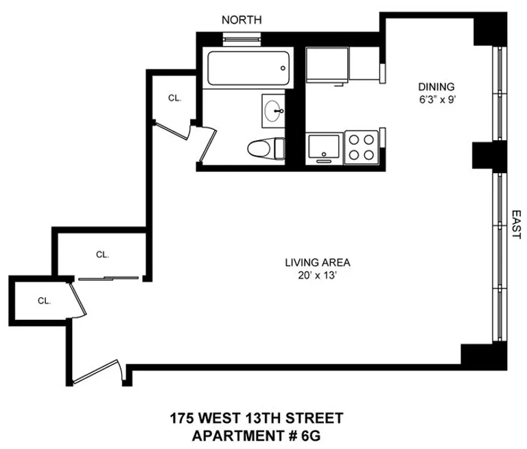 175 West 13th Street, 16H | floorplan | View 5