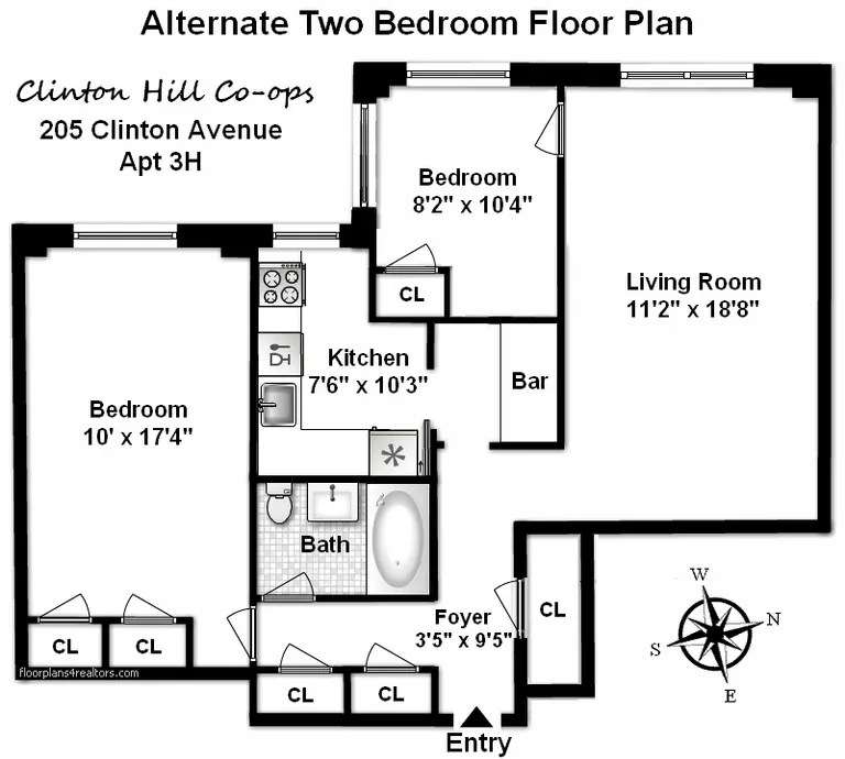 205 Clinton Avenue, 3H | floorplan | View 8