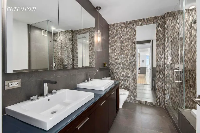 New York City Real Estate | View 22 North 6th Street, PH1E | Spa-like en suite master bathroom w/ dual sinks | View 3