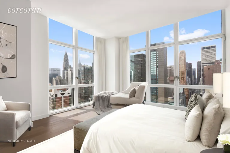 New York City Real Estate | View 305 East 51st Street, 31A | Master Bedroom virtually staged | View 3