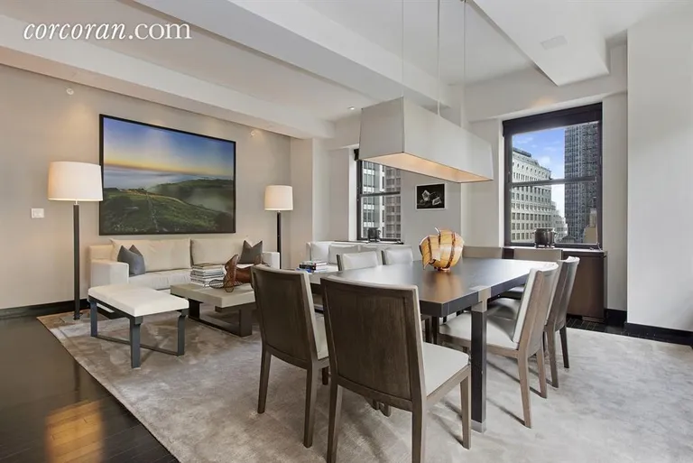 New York City Real Estate | View 20 Pine Street, 1902 | Large dining area with custom pendant lamp. | View 5