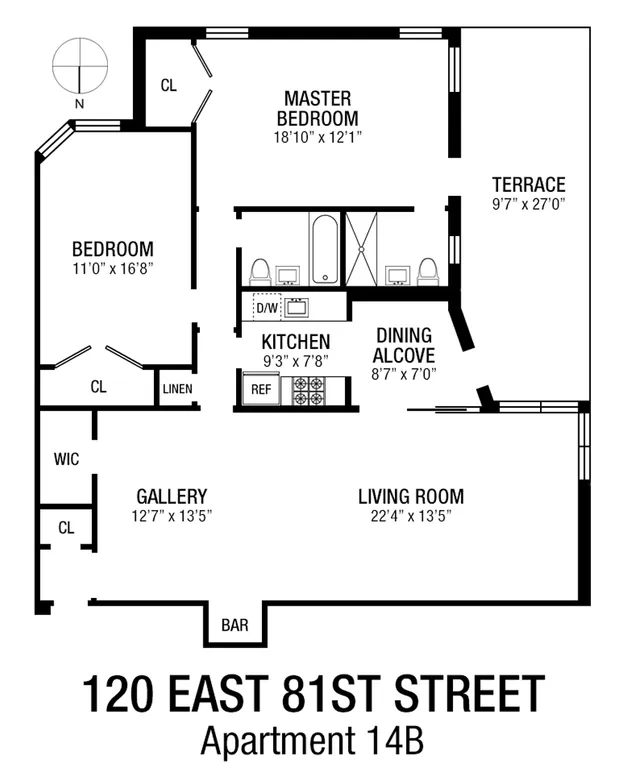 120 East 81st Street, 14B | floorplan | View 12