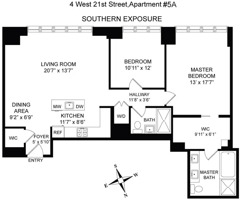 4 West 21st Street, 5A | floorplan | View 6