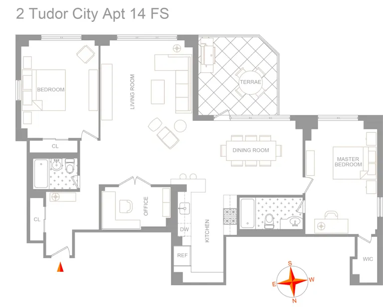 2 Tudor City Place, 14FS | floorplan | View 7