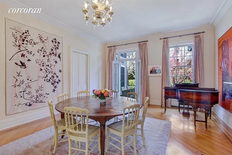 New York City Real Estate | View 31 Garden Place | Dining room with doors to terrace and garden | View 4