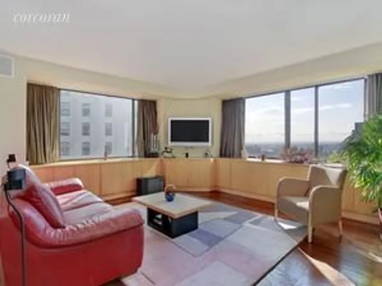 New York City Real Estate | View 45 East 25th Street, 37B | Corner Living Room | View 3