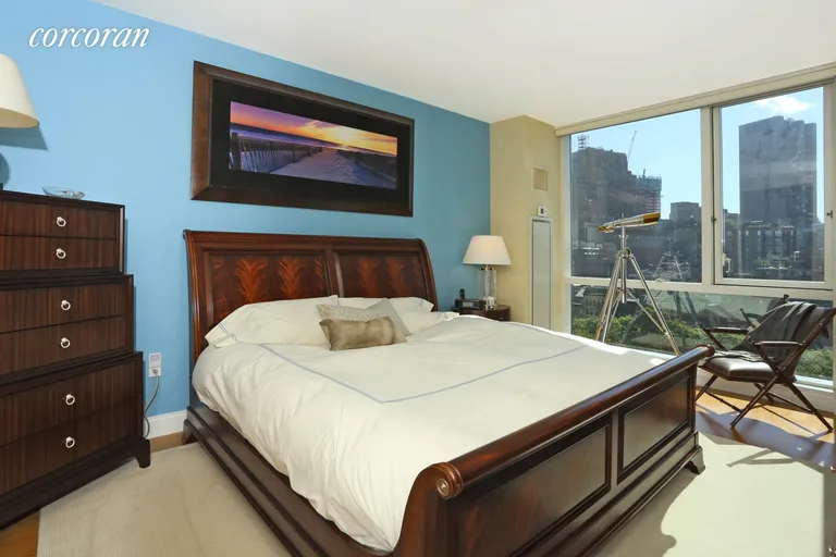 New York City Real Estate | View 200 Chambers Street, 11E | King-sized master bedroom with spectacular views | View 7