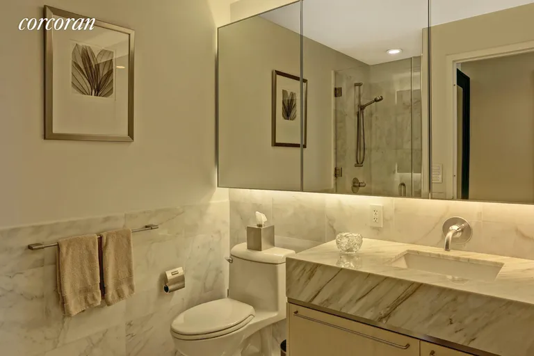 New York City Real Estate | View 200 Chambers Street, 11E | Luxurious en suite master bathroom | View 8