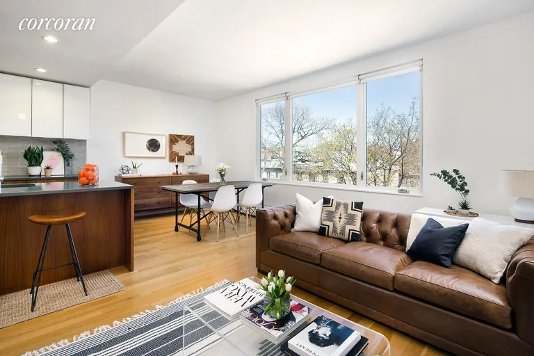 New York City Real Estate | View 109 3rd Street, 5 | Open loft-like living space with treetop views | View 2