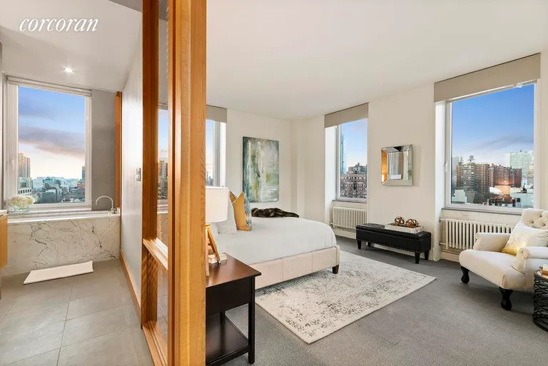 New York City Real Estate | View 251 West 19th Street, 9C | Master Bedroom and  Bathroom | View 8