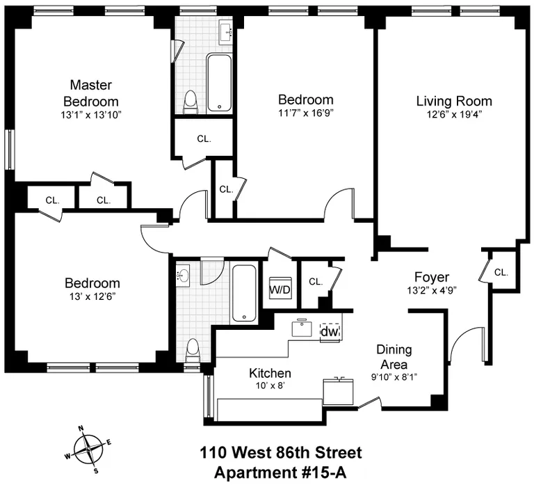 110 West 86th Street, 15A | floorplan | View 13