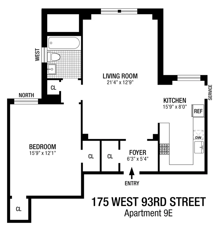 175 West 93rd Street, 9E | floorplan | View 7