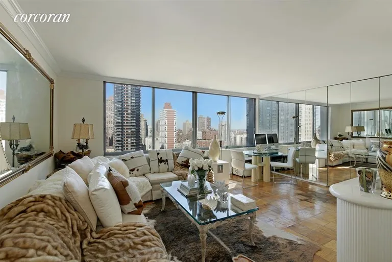 New York City Real Estate | View 353 East 72Nd Street, 24D | Living Room - perfect for entertaining | View 2