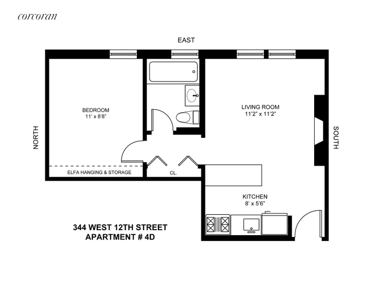 New York City Real Estate | View 344 West 12th Street, 4D | Floor Plan | View 6