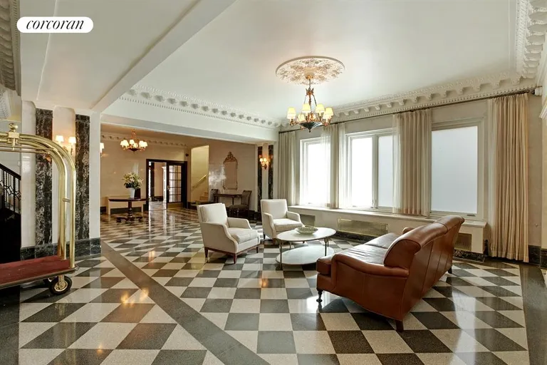 New York City Real Estate | View 220 West 93rd Street, 12C | Exquisite lobby with prewar details | View 8
