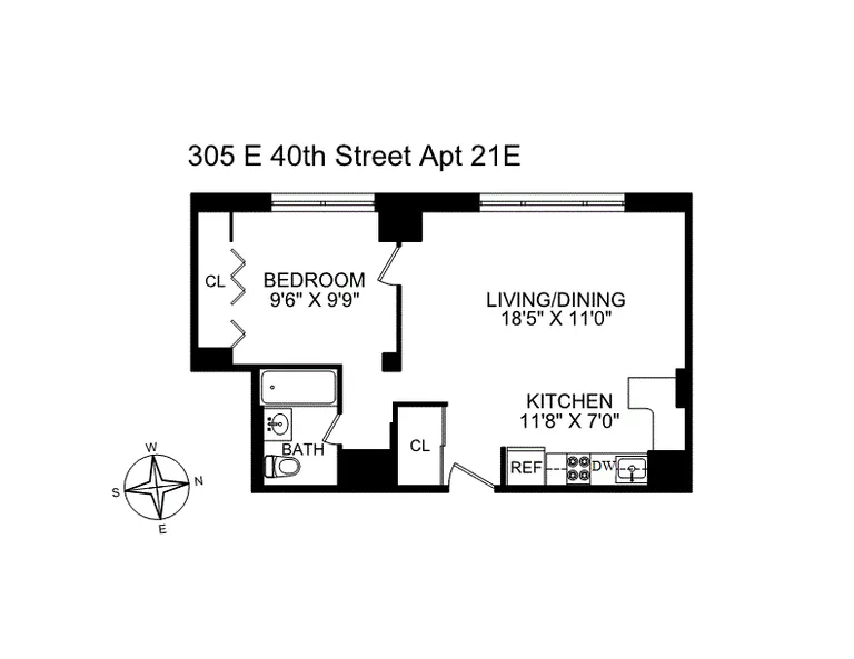 305 East 40th Street, 21E | floorplan | View 5