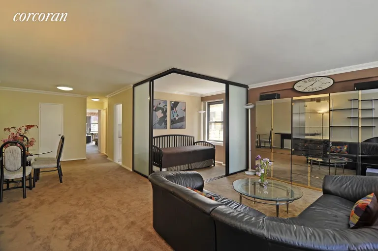 New York City Real Estate | View 399 East 72Nd Street, 7B | Living Room with separate 2nd Bedroom/Home Office | View 2