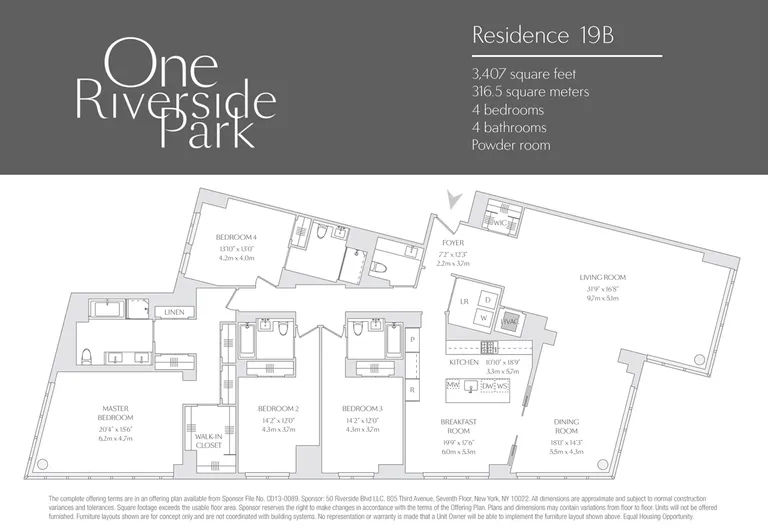 50 Riverside Boulevard, 19B | floorplan | View 4