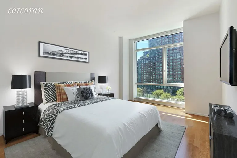 New York City Real Estate | View 200 Chambers Street, 6C | Staged Master Bedroom | View 2