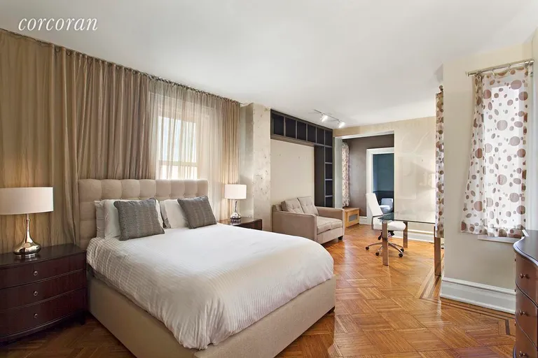New York City Real Estate | View 205 West 57th Street, 9 D-C | King-sized Bedroom with Seating & Home Office Area | View 3