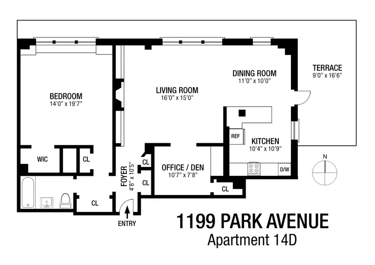 1199 Park Avenue, 14D | floorplan | View 14