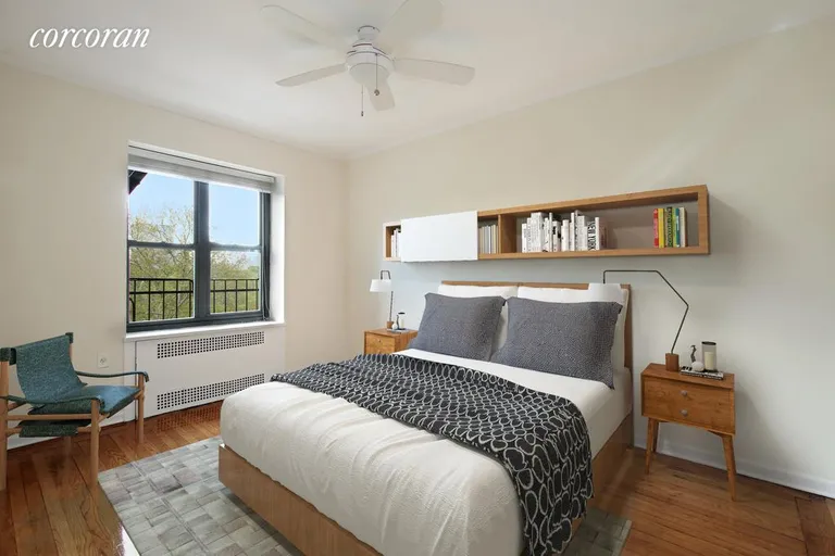 New York City Real Estate | View 425 Central Park West, 6C | Large bedroom, 2 closets, and open park views | View 3