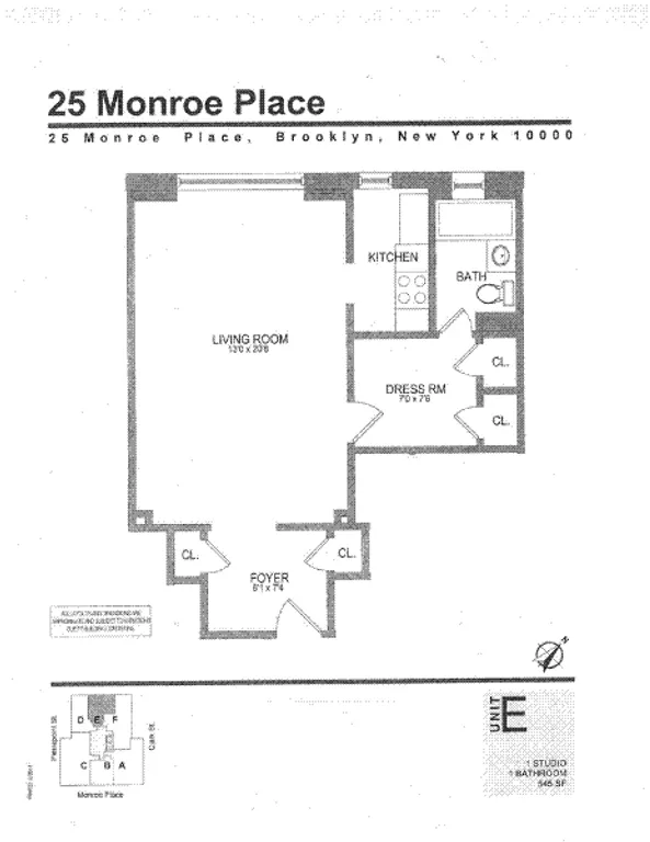 25 Monroe Place, 7E | floorplan | View 8