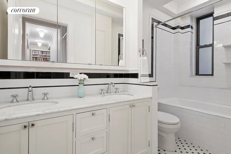 New York City Real Estate | View 325 Riverside Drive, 23 | Classic subway tiles & dual sinks | View 5