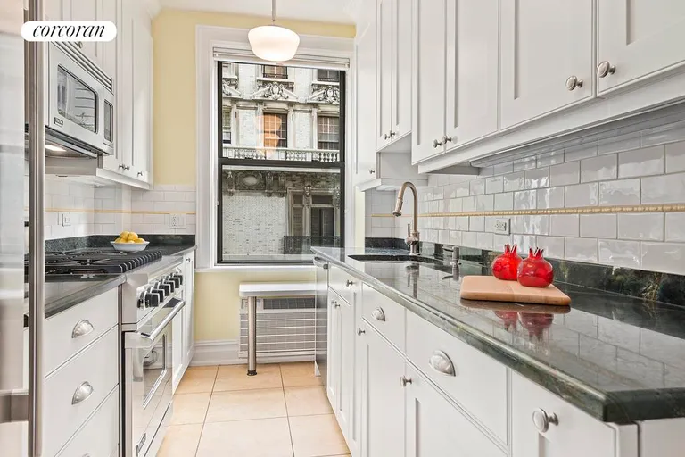New York City Real Estate | View 325 Riverside Drive, 23 | Windowed kitchen with Viking appliances | View 2