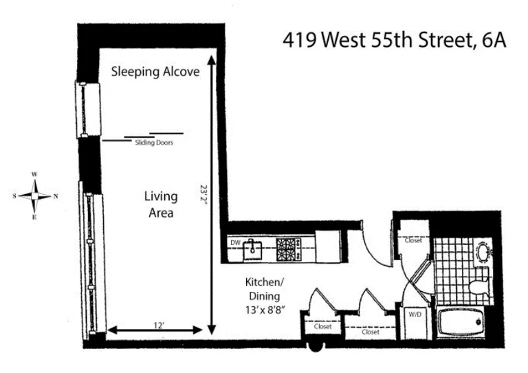 419 West 55th Street, 6A | floorplan | View 7