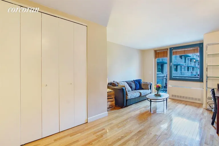 New York City Real Estate | View 350 West 50th Street, 3HH | Living Room with double closets | View 3