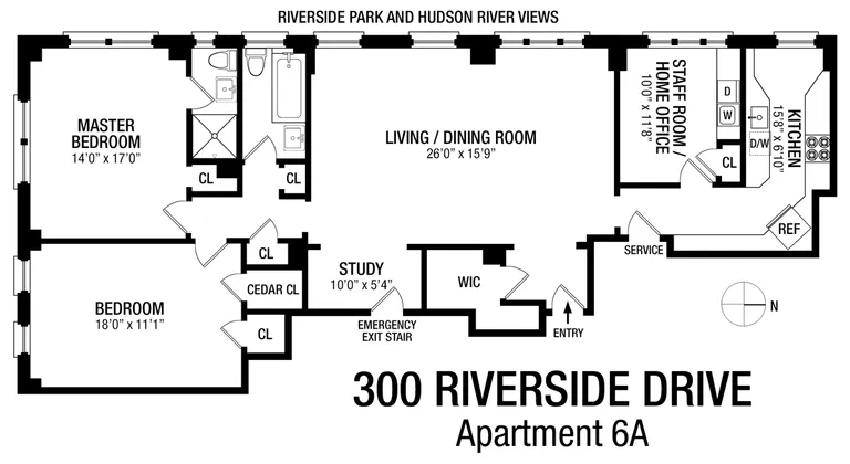 300 Riverside Drive, 6A | floorplan | View 13