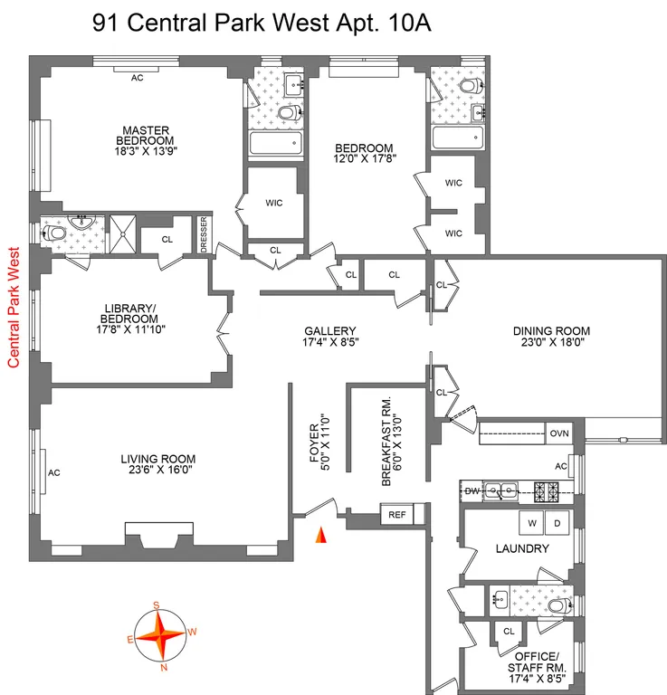 91 Central Park West, 10A | floorplan | View 9